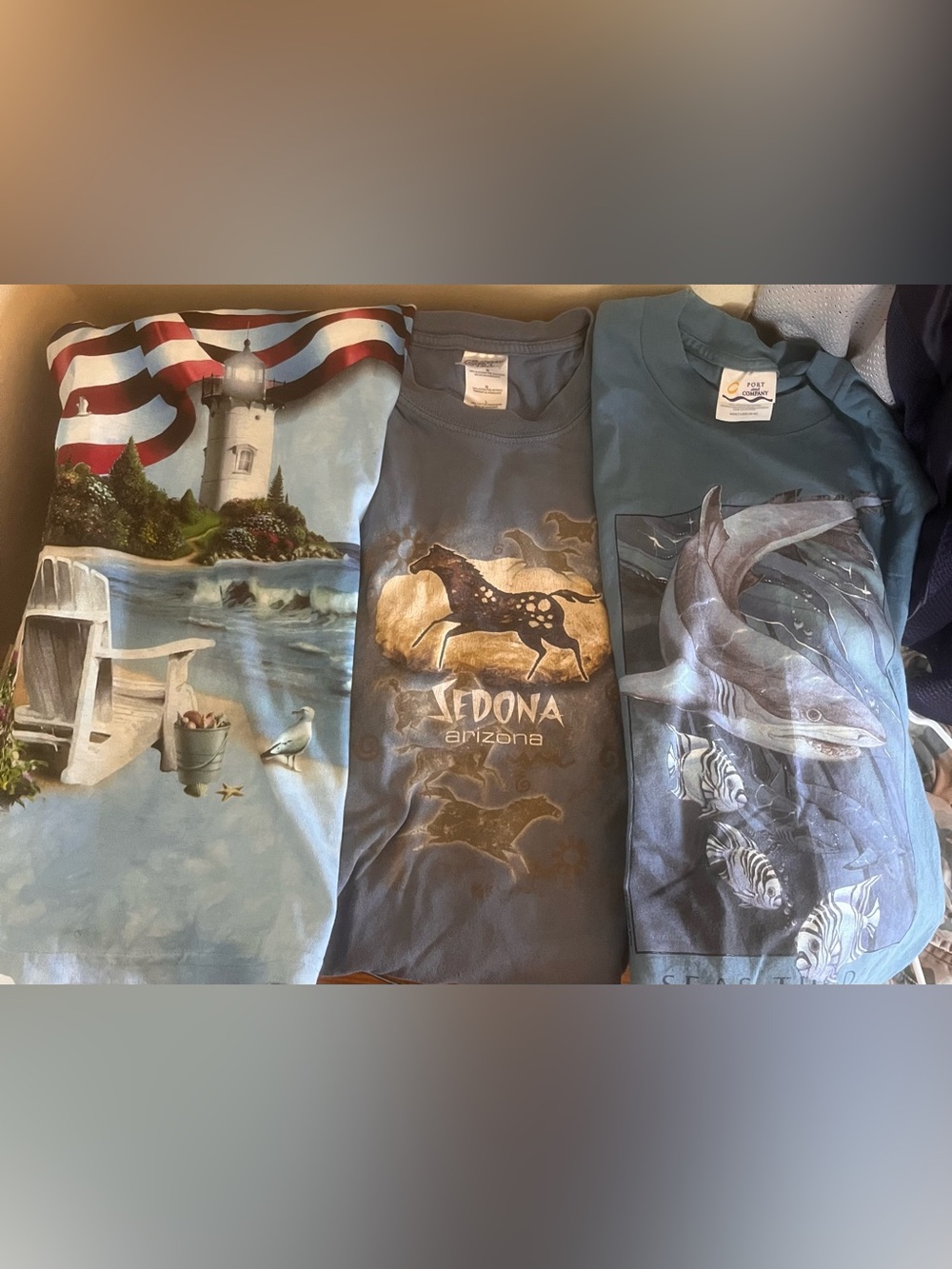 3 vintage nature animal shirt bundle b6 lg horse shark birds the mountain az